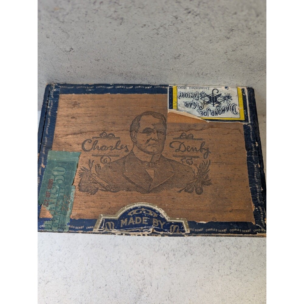 Antique Charles Denby Cigar Box Londres Superiores H. Fendrich Evansville IN